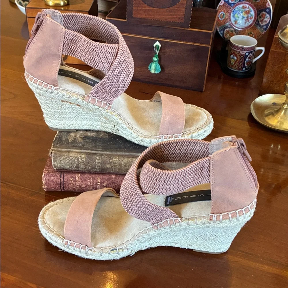 Steve Madden Pink Woven Elastic Espadrille Wedge Sandals